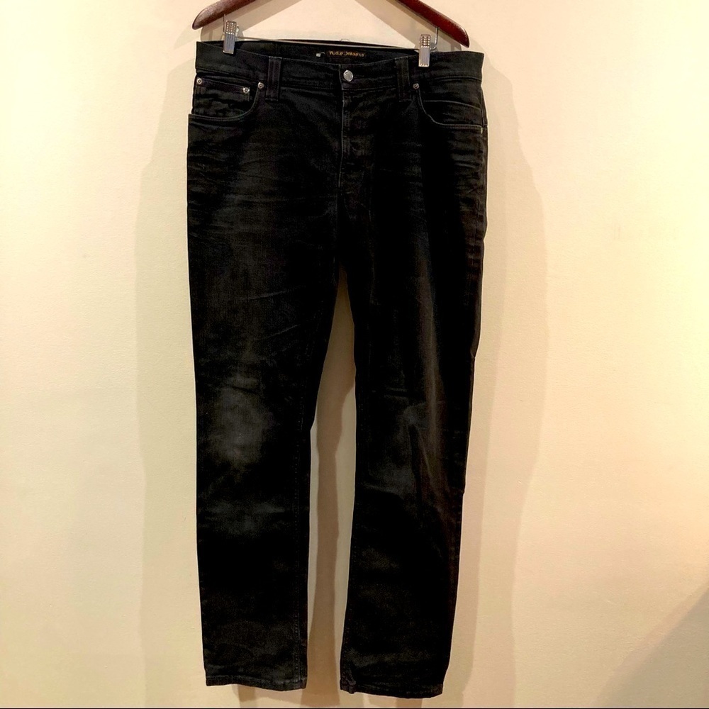 NUDIE Sz 36 x 34 Thin Finn Dusty Black Jeans